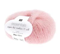Rico Design Essentials Super Kid Mohair Loves Silk, Fb. 044 rosa, Lacegarn aus Super Kid Mohair & Seide zum Stricken und Häkeln, Lacewolle Nadelstärke 4,5 mm