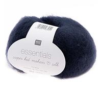 Rico Essentials Super Kid Mohair loves Silk, Fb. 024 - Midnight Blue, Lacegarn aus Super Kid Mohair & Seide zum Stricken und Häkeln, Lacewolle Nadelstärke 4,5 mm