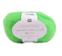 Rico Design Essentials Super Kid Mohair loves Silk, neonfarben, Lacegarn mit Seide und Mohairwolle, 25g (67 neon grün)