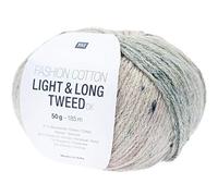 Rico Design Fashion Cotton Light + Long Tweed dk Efeu (13), weiches Baumwollmischgarn zum Stricken oder Häkeln, Sommerwolle