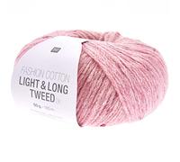 Rico Design Fashion Cotton Light & Long Tweed dk Farbe 17 bonbon, weiches Baumwollmischgarn mit Tweedeffekt zum Stricken oder Häkeln, 50g