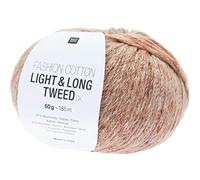 Rico Design Fashion Cotton Light + Long Tweed dk Lachs (09), weiches Baumwollmischgarn zum Stricken oder Häkeln, Sommerwolle
