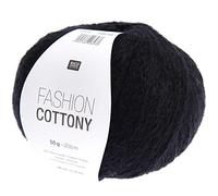 Rico Design Fashion Cottony Schwarz (014), weiches Baumwollmischgarn, Sommerwolle zum Stricken oder Häkeln