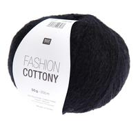 Rico Design Fashion Cottony Schwarz (014), weiches Baumwollmischgarn, Sommerwolle zum Stricken oder Häkeln