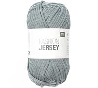 Rico Design Fashion Jersey | Schlauchgarn Jerseywolle blau grau zum Stricken und Häkeln | Jersey Bändchengarn Sommerwolle (15 blau-grau)