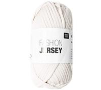 Rico Design Fashion Jersey | Schlauchgarn Jerseywolle weiß zum Stricken und Häkeln | Jersey Bändchengarn Sommerwolle (01 weiß)