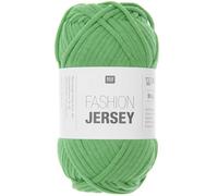 Rico Design Fashion Jersey | Schlauchgarn Jerseywolle zum Stricken und Häkeln | Jersey Bändchengarn Sommerwolle (27 grasgrün)