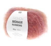 Rico Design Fashion Mohair Rainbows, Mohairwolle zum Stricken und Häkeln, 25g/100m, Wolle Nadelstärke 3,5 bis 4mm, Lacegarn Farbverlauf (02 Berry)