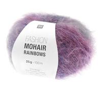 Rico Design Fashion Mohair Rainbows, Mohairwolle zum Stricken und Häkeln, 25g/100m, Wolle Nadelstärke 3,5 bis 4mm, Lacegarn Farbverlauf (03 Flowers)