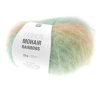 Rico Design Fashion Mohair Rainbows, Mohairwolle zum Stricken und Häkeln, 25g/100m, Wolle Nadelstärke 3,5 bis 4mm, Lacegarn Farbverlauf (01 Pastell)