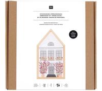 Rico Design GmbH & Co.KG Stickpackung Gezählter Kreuzstich, Frühlingshaus, medium, inkl. Dekostickrahmen Haus M