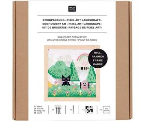 Rico Design GmbH & Co.KG Stickpackung Gezählter Kreuzstich, Pixel Art Landschaft, med