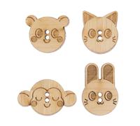 Rico Design Holzknöpfe Tier l 4 Stück