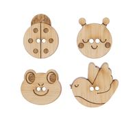 Rico Design Holzknöpfe Tiere ll 4 Stück