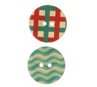 Rico Design Holzknopf grafisch 2,5cm 2 Stück bedruckt