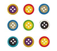 Rico Design Holzknopf Mix Rand mehrfarbig 1,4cm 9 Stück