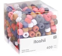 Rico Design itoshii Perlenmix Ponii Beads 400 Stk 9 mm PMMA Ganzjährig Stärke 6 mm Perlen Basteln Schmuckherstellung DIY Matt Dark Earthy
