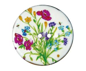 Rico Design Knopf Floral Weiß