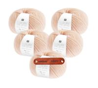 Rico Design LUXURY PIMA COTTON x BABY ALPACA Apricot Premium Wolle 5 x 50g weiches Naturgarn für Pullover Tücher Accessoires und edle Ganzjahresprojekte mit mySearose Label