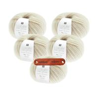 Rico Design LUXURY PIMA COTTON x BABY ALPACA Beige Premium Wolle 5 x 50g weiches Naturgarn für Pullover Tücher Accessoires und edle Ganzjahresprojekte mit mySearose Label