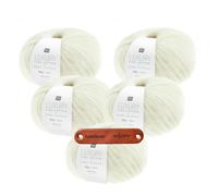 Rico Design LUXURY PIMA COTTON x BABY ALPACA Natur Premium Wolle 5 x 50g weiches Naturgarn für Pullover Tücher Accessoires und edle Ganzjahresprojekte mit mySearose Label