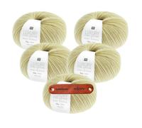 Rico Design LUXURY PIMA COTTON x BABY ALPACA Oliv Premium Wolle 5 x 50g weiches Naturgarn für Pullover Tücher Accessoires und edle Ganzjahresprojekte mit mySearose Label