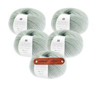 Rico Design LUXURY PIMA COTTON x BABY ALPACA Rauchblau Premium Wolle 5 x 50g weiches Naturgarn für Pullover Tücher Accessoires und edle Ganzjahresprojekte mit mySearose Label