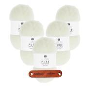 Rico Design LUXURY PURE BABY ALPACA Creme Premium Wolle 5 x 50g samtweiches Naturgarn für Pullover Tücher Mützen Accessoires und luxuriöse Lieblingsstücke mit mySearose Label