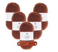 Rico Design LUXURY PURE BABY ALPACA Nugat Premium Wolle 5 x 50g samtweiches Naturgarn für Pullover Tücher Mützen Accessoires und luxuriöse Lieblingsstücke mit mySearose Label