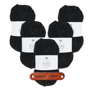 Rico Design LUXURY PURE BABY ALPACA Schwarz Premium Wolle 5 x 50g samtweiches Naturgarn für Pullover Tücher Mützen Accessoires und luxuriöse Lieblingsstücke mit mySearose Label