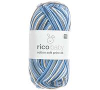 Rico Design Baby Cotton Soft Print dk blau-petrol (033), Babywolle mehrfarbig zum Stricken und Häkeln
