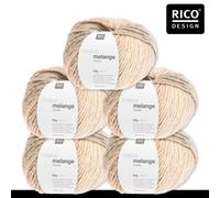Rico Design Rico Design 5 x 50 g Creative Melange Chunky Garn Wolle Stricken Häkeln 24 Farben 001 | Weiß 0.25 kg