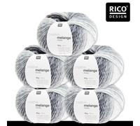 Rico Design Rico Design 5 x 50 g Creative Melange Chunky Garn Wolle Stricken Häkeln 24 Farben 007 | Grau 0.25 kg