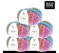 Rico Design Rico Design 5 x 50 g Creative Melange Chunky Garn Wolle Stricken Häkeln 24 Farben 046 | Türkis-Magenta 0.25 kg