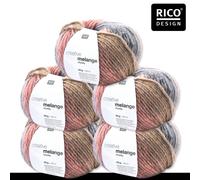 Rico Design Rico Design 5 x 50 g Creative Melange Chunky Garn Wolle Stricken Häkeln 24 Farben 054 | Grau-Rosa 0.25 kg