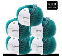 Rico Design Rico Design 5 x 50 g Creative Melange Chunky Garn Wolle Stricken Häkeln 24 Farben 058 | Blau-Grün 0.25 kg