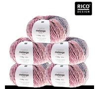 Rico Design Rico Design 5 x 50 g Creative Melange Chunky Garn Wolle Stricken Häkeln 24 Farben 060 | Rosa-Blau 0.25 kg