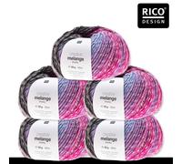 Rico Design Rico Design 5 x 50 g Creative Melange Chunky Garn Wolle Stricken Häkeln 24 Farben 061 | Lila-Pink 0.25 kg