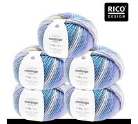 Rico Design Rico Design 5 x 50 g Creative Melange Chunky Garn Wolle Stricken Häkeln 24 Farben 067 | Gelb-Türkis 0.25 kg