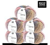 Rico Design Rico Design 5 x 50 g Creative Melange Chunky Garn Wolle Stricken Häkeln 24 Farben 073 | Flieder-Grün 0.25 kg