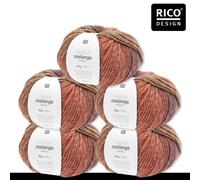 Rico Design Rico Design 5 x 50 g Creative Melange Chunky Garn Wolle Stricken Häkeln 24 Farben 077 | Autumn Leaves 0.25 kg