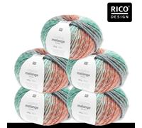 Rico Design Rico Design 5 x 50 g Creative Melange Chunky Garn Wolle Stricken Häkeln 24 Farben 078 | Morning Light 0.25 kg