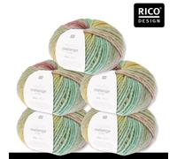 Rico Design Rico Design 5 x 50 g Creative Melange Chunky Garn Wolle Stricken Häkeln 24 Farben 080 | Fresh Spring 0.25 kg