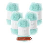 Rico Design RICORUMI FURRY FURRY Türkis Premium Wolle 5 x 25g Kuschelgarn Felloptik fuer Amigurumi Figuren Flauschige Effekte Kreative DIY Projekte Dekoration Accessoires mit mySearose Label