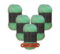 Rico Design RICORUMI GLOW IN THE DARK DK 01 Premium Wolle 5 x 25g Leuchtgarn für Amigurumi Figuren Nachtaktive Häkelprojekte Magische Dekoration Geschenkideen mit mySearose Label