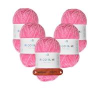 Rico Design Ricorumi Nilli Nilli 28 neon pink Premium Wolle 5 x 25g kuschelweich feines Chenillegarn für Amigurumi Häkelfiguren und kreative Dekoideen mit mySearose Label