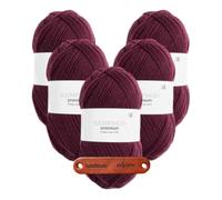 Rico Design SOCKENWOLLE PREMIUM 6-FÄDIG Burgund Premium Wolle 5 x 150g Strapazierfähiges Sockengarn für warme Strickprojekte Komfort Alltag Freizeit Geschenkidee mit mySearose Label
