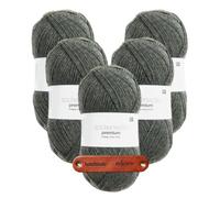 Rico Design SOCKENWOLLE PREMIUM 6-FÄDIG Grau Premium Wolle 5 x 150g Strapazierfähiges Sockengarn für warme Strickprojekte Komfort Alltag Freizeit Geschenkidee mit mySearose Label