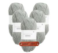 Rico Design SOCKENWOLLE PREMIUM 6-FÄDIG Hellgrau Premium Wolle 5 x 150g Strapazierfähiges Sockengarn für warme Strickprojekte Komfort Alltag Freizeit Geschenkidee mit mySearose Label
