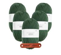 Rico Design SOCKENWOLLE PREMIUM 6-FÄDIG Loden Premium Wolle 5 x 150g Strapazierfähiges Sockengarn für warme Strickprojekte Komfort Alltag Freizeit Geschenkidee mit mySearose Label